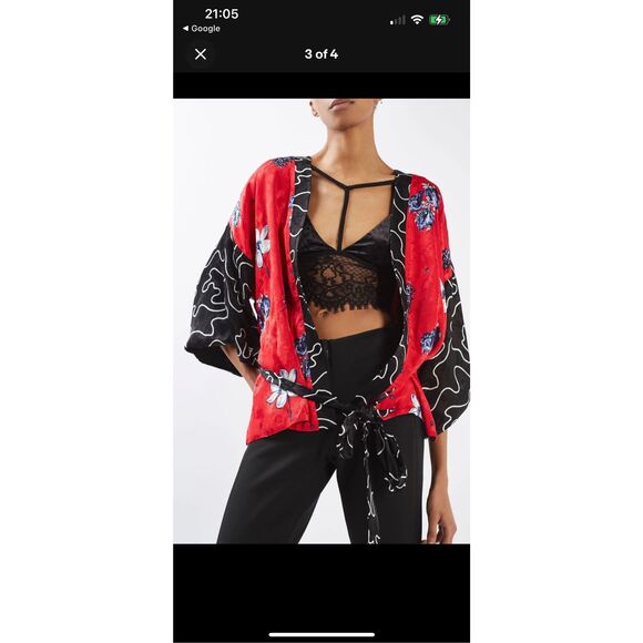 Topshop Jacquard Floral Kimono Jacket Size US 8 Asian inspired Festival - Picture 3 of 13